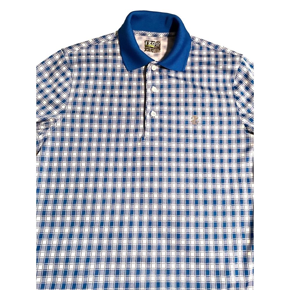 Izod Golf Royal‎ Blue White Checked Men's Size Small